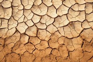 ai généré fissuré Terre. fissuré sol sur sec saison. global échauffement. photo