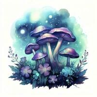 ai généré aquarelle magique champignons pour T-shirt conception. ai généré photo