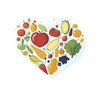 ai généré bon pour le cœur régime concept des fruits et des légumes encerclant cœur pour monde santé journée photo