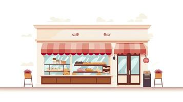 ai généré charmant boulangerie devanture illustration - minimaliste conception avec affiché des pâtisseries photo