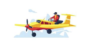 ai généré minimaliste ui illustration de une pilote en volant une avion dans une plat illustration style sur une blanc Contexte photo