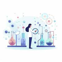 ai généré minimaliste ui illustration de une moléculaire biologiste conduite ADN une analyse dans une plat illustration photo