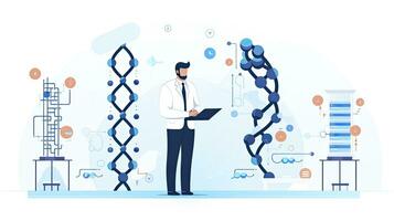 ai généré minimaliste ui illustration de une moléculaire biologiste conduite ADN une analyse dans une plat illustration photo