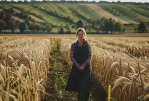 ai généré des champs de la grâce portraits de femelle Les agriculteurs photo