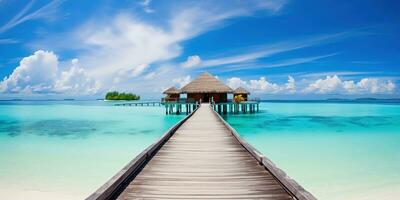 ai généré incroyable panorama paysage de Maldives plage photo