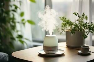 ai généré une blanc humidificateur pour le vivant pièce photo