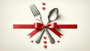 ai généré gourmet l'amour Créatif la Saint-Valentin journée table réglage concept photo