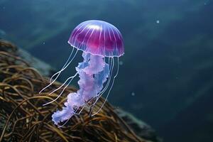 ai généré mauve aiguillon violet méduse. ai généré. photo