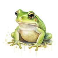 ai généré aquarelle vert grenouille sur blanc Contexte. ai généré photo