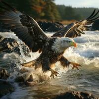 ai généré magnifique mer photo réaliste aigles, faucon en volant, prêt pour chasse génératif ai