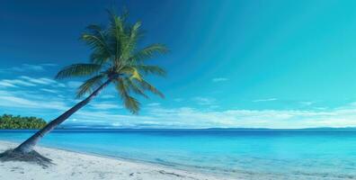 ai généré une paume arbre à le plage plage photo