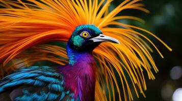 ai généré une fermer coup de une flamboyant oiseau de paradis photo