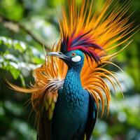 ai généré une fermer coup de une flamboyant oiseau de paradis photo