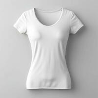 ai généré Vide blanc T-shirt maquette conception, ai généré. photo