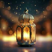 eid mubarak et Ramadan kareem salutations avec islamique lanterne et mosquée. eid Al fitr Contexte. eid Al fitr Contexte de fenêtre concept par ai généré photo