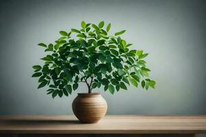 ai généré une petit arbre dans une verre vase sur une table photo