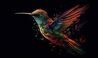 ai généré colibri logo avec plusieurs couleurs en volant par le air. ai généré photo