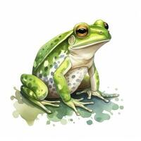 ai généré aquarelle vert grenouille sur blanc Contexte. ai généré photo