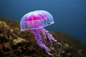 ai généré mauve aiguillon violet méduse. ai généré. photo