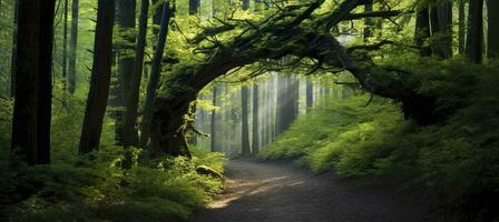 ai généré Naturel arcade en forme de par branches dans le forêt. ai généré photo