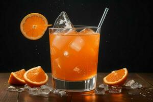 ai généré Orange coup de poing cocktail avec la glace cubes. pro photo