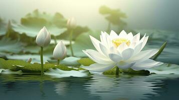 ai généré blanc lotus fleur dans l'eau. ai généré photo