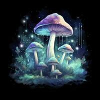 ai généré aquarelle magique champignons pour T-shirt conception. ai généré photo