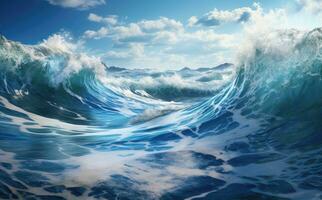 ai généré une grand l'eau vague frappe le océan photo