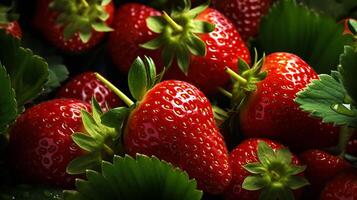 ai généré une proche en haut de une bouquet de des fraises photo