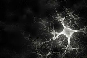 ai généré le élégance de une monochromatique neurone avec peu dendritique branches photo