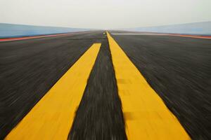 mouvement sur le route avec Jaune circulation lignes. photo