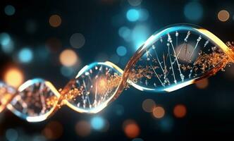ai généré ADN concept bleu et noir Contexte photo