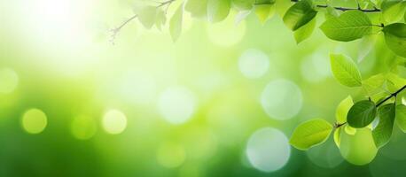 ai généré vert branches sur le feuillu branches avec lumière du soleil. photo