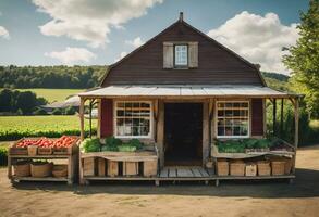 ai généré rustique charme explorant le campagne ferme magasin photo