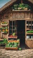 ai généré rustique charme explorant le campagne ferme magasin photo