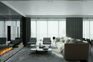 intérieur conception dans le moderne appartement avec exclusif meubles. photo