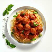 ai généré spaghetti Boulettes de viande réel photo photoréaliste Stock