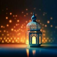 eid mubarak et Ramadan kareem salutations avec islamique lanterne et mosquée. eid Al fitr Contexte. eid Al fitr Contexte de fenêtre concept par ai généré photo