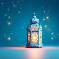 eid mubarak et Ramadan kareem salutations avec islamique lanterne et mosquée. eid Al fitr Contexte. eid Al fitr Contexte de fenêtre concept par ai généré photo