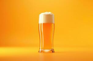 ai généré une verre de Bière sur un Orange Contexte photo