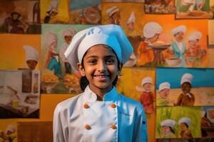 ai généré une souriant chef dans formation photo