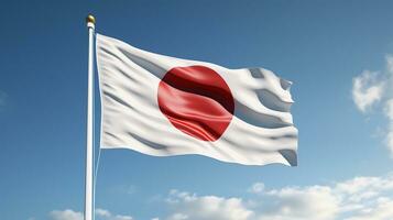 ai généré Japon drapeau sur le bleu ciel. nation, nationalité, patriotisme concept photo