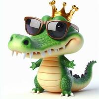 ai généré illustration de un alligator jouet habillé dans une costume et des lunettes de soleil établi avec génératif ai La technologie photo