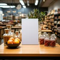 ai généré nettoyer blanc Vide planches pour La publicité bannières dans magasin et supermarché domaines, commercialisation et remise Vide planche afficher conceptions, bien pour annonces, bannières, panneaux d'affichage photo