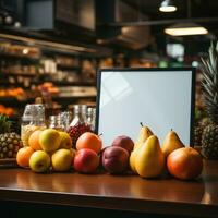 ai généré nettoyer blanc Vide planches pour La publicité bannières dans magasin et supermarché domaines, commercialisation et remise Vide planche afficher conceptions, bien pour annonces, bannières, panneaux d'affichage photo