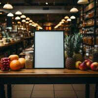 ai généré nettoyer blanc Vide planches pour La publicité bannières dans magasin et supermarché domaines, commercialisation et remise Vide planche afficher conceptions, bien pour annonces, bannières, panneaux d'affichage photo