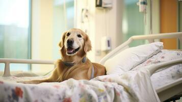 ai généré photo de une thérapie chien apportant confort à hôpital. génératif ai