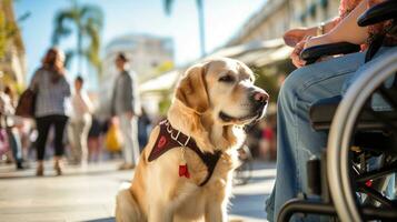 ai généré photo de une un service chien fournir soutien à une personne. génératif ai