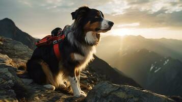 ai généré photo de une déterminé chercher et porter secours chien. génératif ai