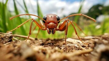 ai généré photo de tisserand fourmi sur une sol. génératif ai